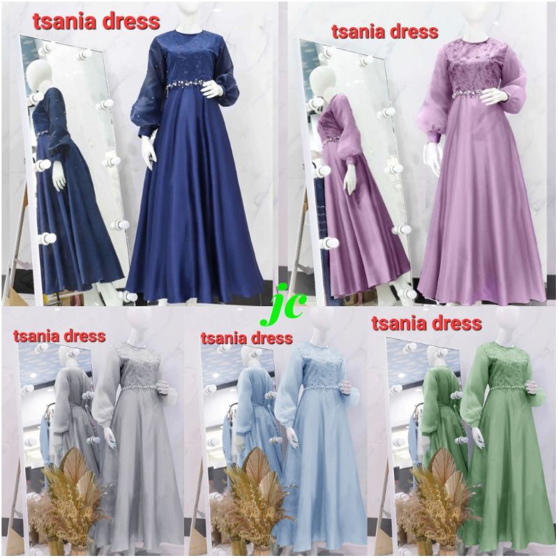 JCZR - Tsania Dress Brukat / Dress Wanita Terbaru / Dress Mewah Kekinian