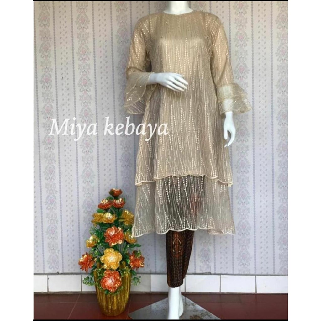 TERBARU LONG TUNIK TULLE MUTIARA BORDIR / LONG TUNIK TULLE MUTIARA BORDIR / LOMH TUNIK PESTA