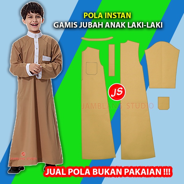 Pola Instan Gamis Jubah  Anak Laki-Laki [Pola Baju Jamblang Studio]-5
