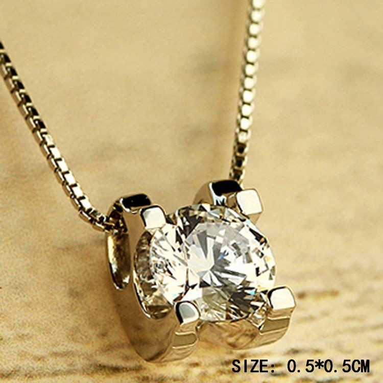 Liontin Kalung Sterling Silver 925 dengan Zircon Inlaid