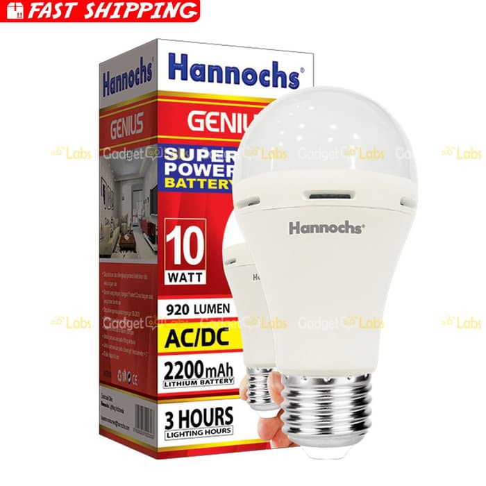 Hannochs Genius Bohlam LED 10 watt Lampu Emergency AC / DC