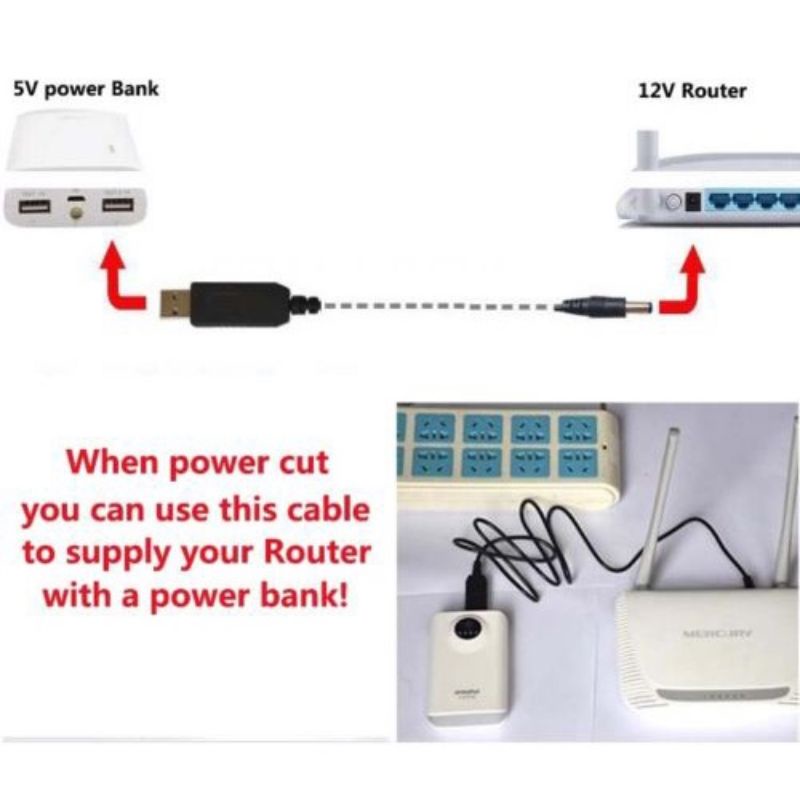 Kabel Adaptor Konverter Usb Power Boost Dc 5V Ke Dc 12V Untuk Alat Elektronik