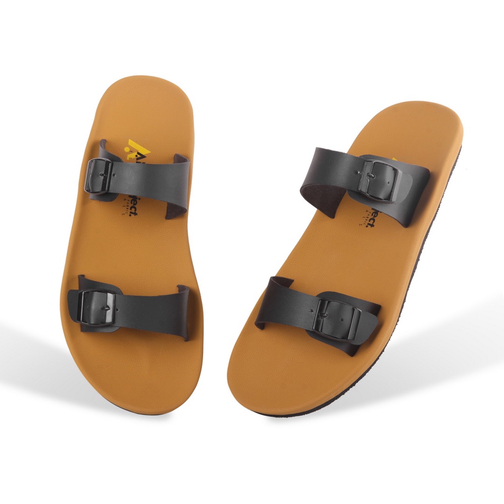 REV STORE - Sandal Slide Gesper Pria Brother Hitam - Sandal Flip Flop