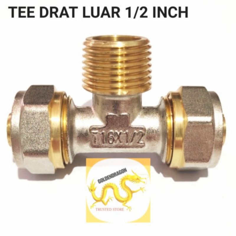 Tee drat luar 1/2 inch Frap T sambungan pipa air panas