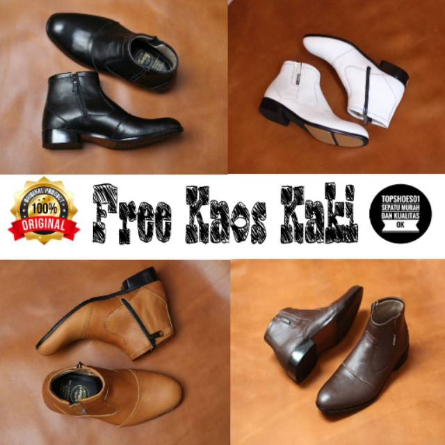 Sepatu Pantofel Cevany Boots Zipper Resleting Sepatu Formal Keren Pria Wanita