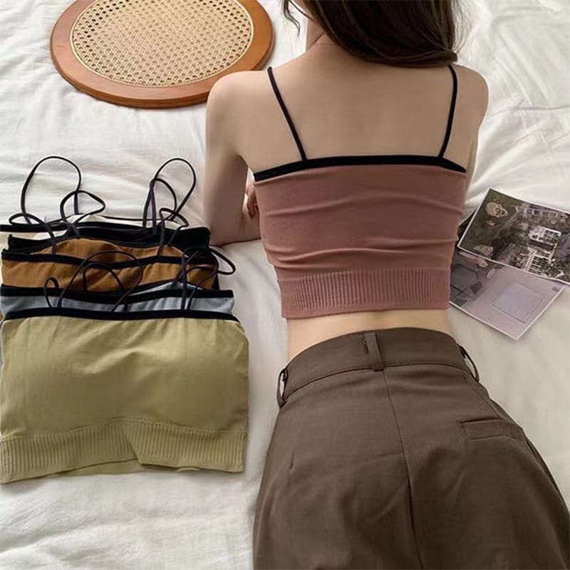 Bra Wanita Bralette Miniset Polos fashion wanita tanpa kawat sexy Korea pakaian dalam wanita Import