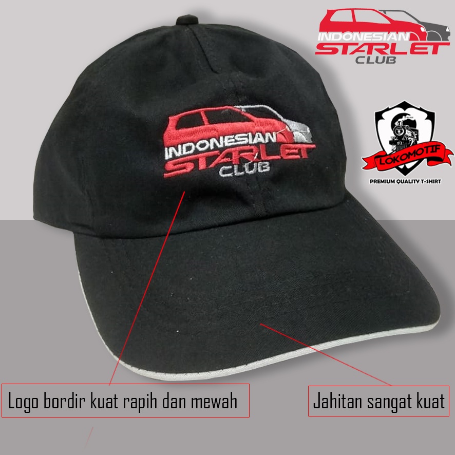 topi bordir toyota starlet bahan kualitas premium