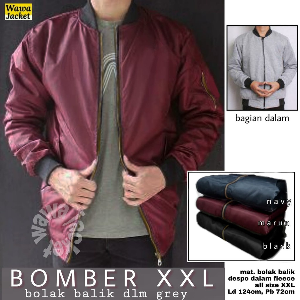 JAKET  BOMBER BIG JUMBO OUTWEAR COWOK XXL BOLAK BALIK DESPO BTC