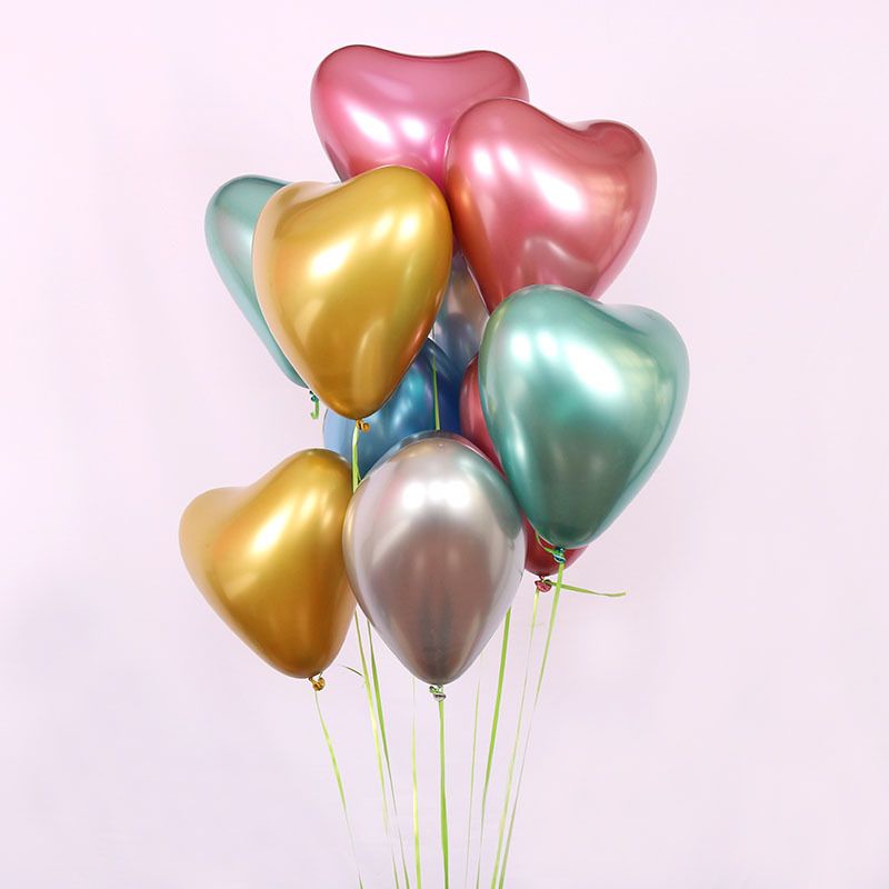 Balon Latex Love Chrome / Balon Karet Hati Warna Chrome / Balon Love