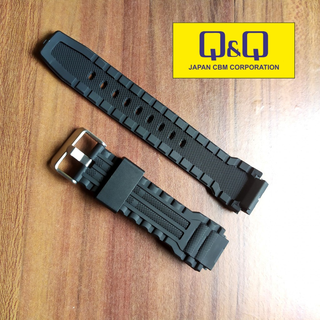 Tali jam tangan tali karet Rubber strap Jam QQ Q&amp;Q M147 Hitam.