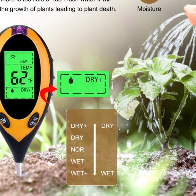 ℗ PH Meter Tanah Digital Backlight Soil Survey 4 in 1 / Ph Tanah Hidroponik Berkebun ♥