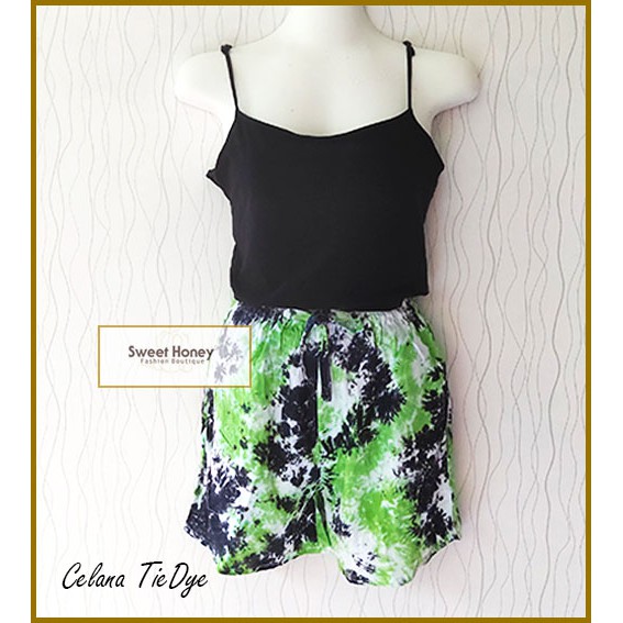 Sweet Honey ~ Grosir Celana Tie Dye Pendek Hot Pants Wanita Ada Kantong Rayon Bali Kekinian