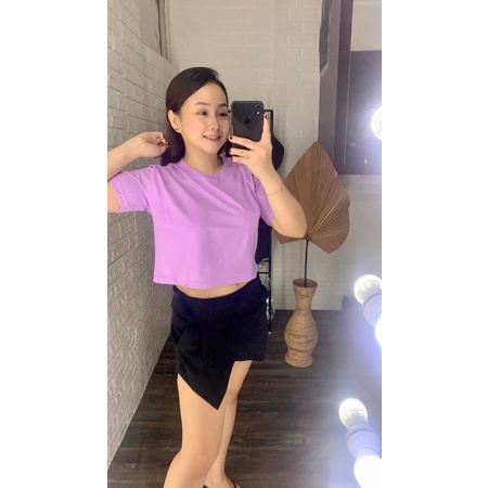 CROP TOP POLOS ONECK COTTON | BAJU KAOS TUMBLR CROP TEE TSHIRT  KAOS KOREA FASHION WANITA