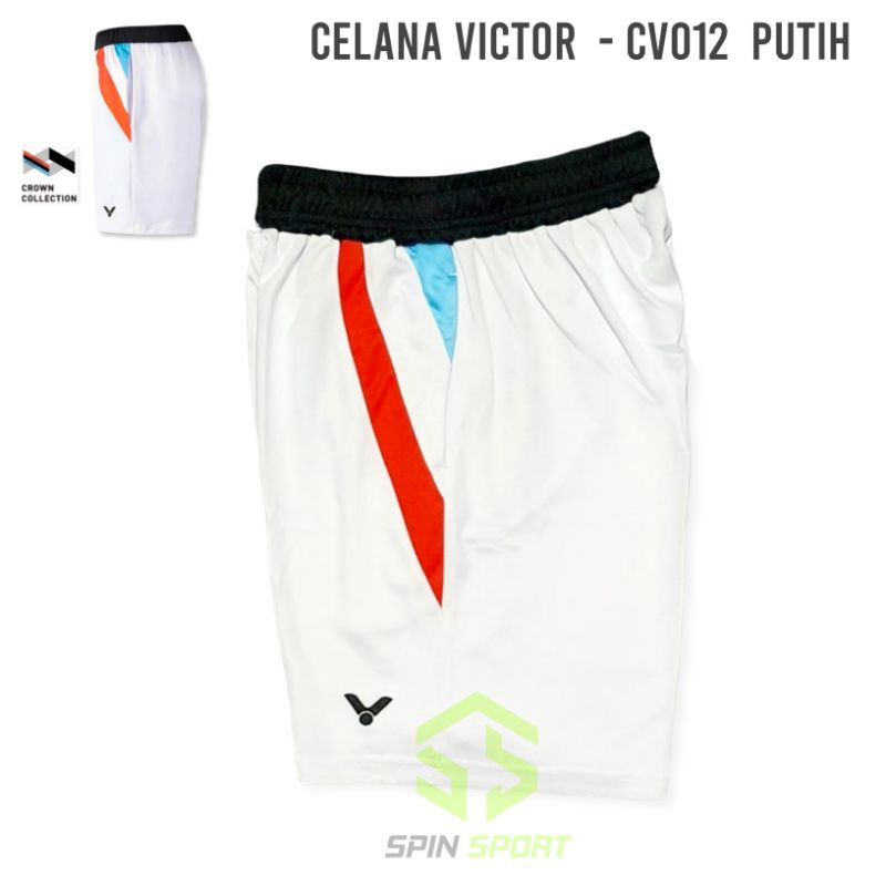 [CV012 Putih] Celana Pendek Victor Crown Collection Import Premium Badminton Bulutangkis Short Pants Pria Cowok Laki Laki Sport Kolor Olahraga Fashion CV012 Shorts Short Pant-3