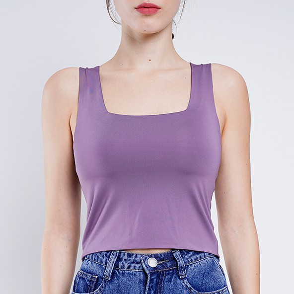 ADA - Tank Top Janice Basic Square Stretch Comfy-Purple