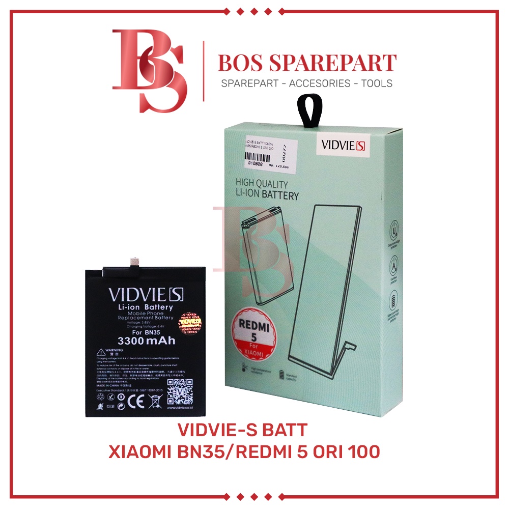 VIDVIE-S BATERAI XIAOMI BN35 / REDMI 5 ORI 100 / BATTERY / BATRE