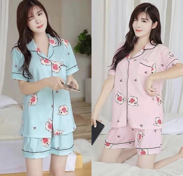 IMPORT baju tidur wanita celana pendek / piyama tidur hp / pajamas import / baju kancing bobo