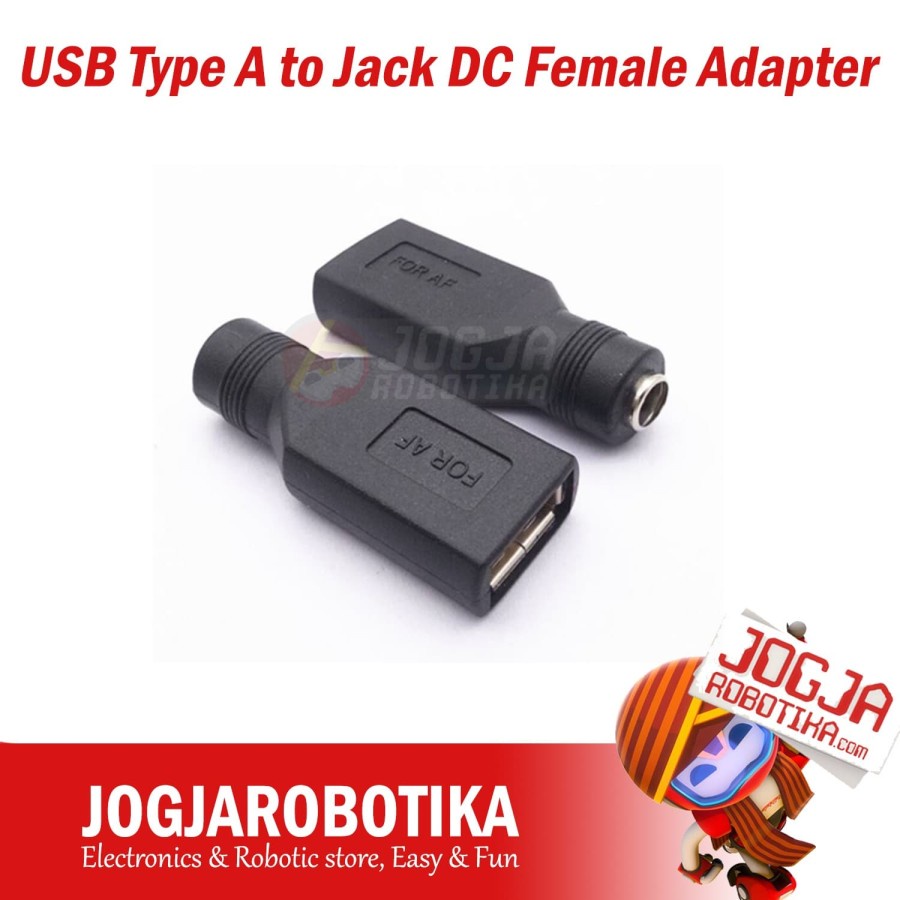 Female USB Type A to Jack DC Female Adapter