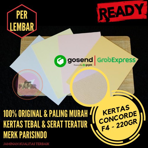 

Order Langsung Kertas Concorde 220 Gsm ukuran F4 (21.5cm x 33cm) - isi 1 lembar - Kuning Terlaris