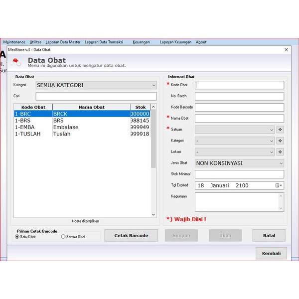 Software Aplikasi Toko Obat Apotek Apotik MedStore . BONUS PANDUAN