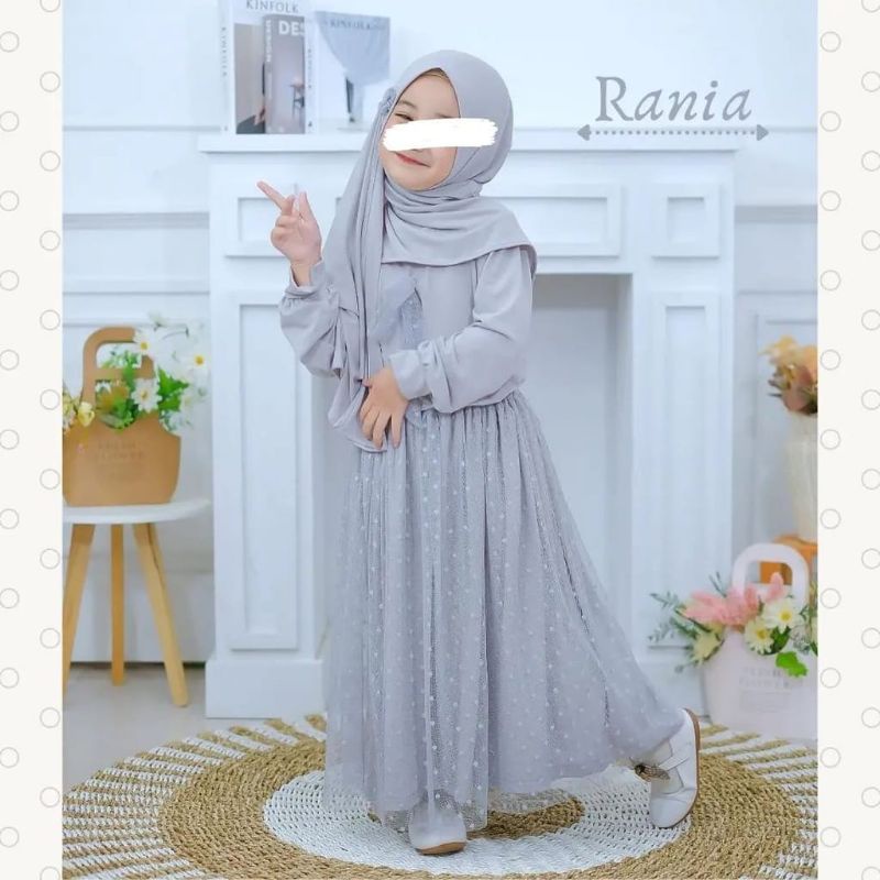 Gamis Anak Perempuan Terbaru Raina Kids Series Pakaiqn muslim anak Wanita Trend 2024