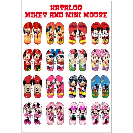 BELI 2 GRATIS DOMPET KOIN, SANDAL JEPIT ANAK/DEWASA KATALOG MICKEY MINNIE MOUSE