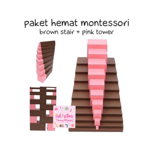 

Paket hemat montessori brown stairpink tower Berkualitas