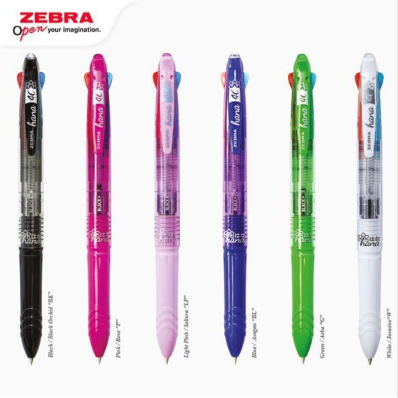 

ZEBRA HANA 4C SEMI GEL INK BALLPOINT PEN / BOLPEN PULPEN CETEK 4 WARNA 1 LUSIN