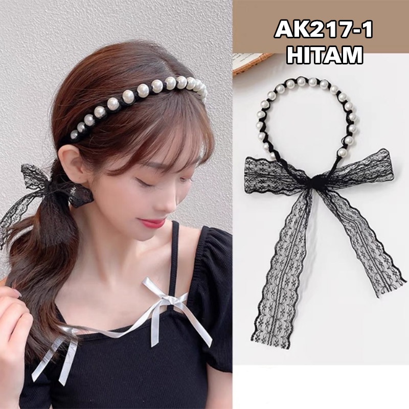 Bando Korea Wanita Dewasa Aksen Mutiara Pita Kain Melilit Kepang Aksesoris Bandana lucu fashion korea AK217