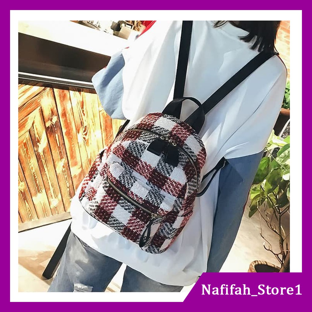 BP18 Korea Lovely Wool Backpack Wanita / Tas Ransel Wool Mini / Tas Punggung Wanita / Tas Wanita