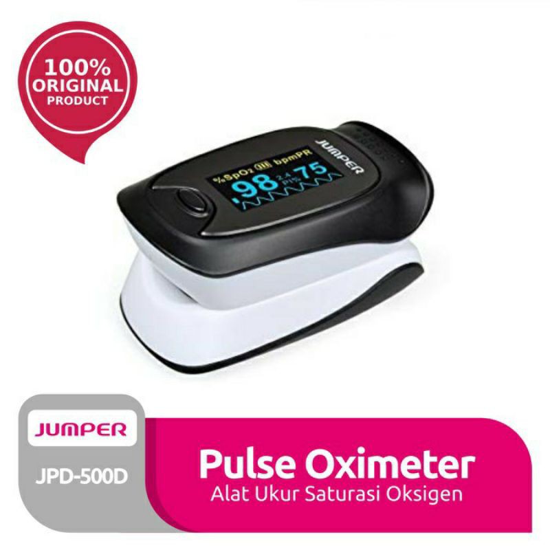 Pulse Oximeter Jumper JPD 500D JPD-500D OLED Saturasi Oksigen Deluxe Original