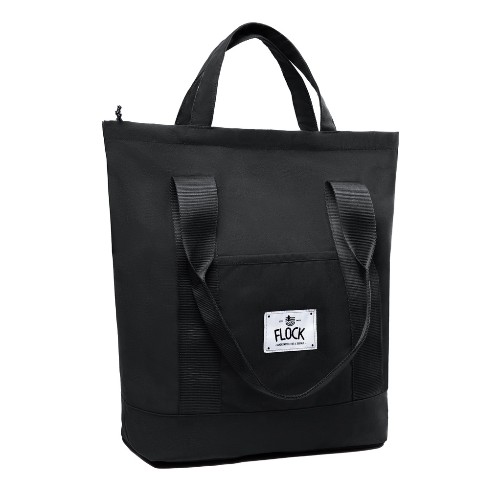 FLOCK Travel Tote Bag - Water Resistant - Pure Black