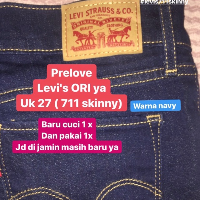 Prelove jeans levi's ori women 711skinny celana jeans wanita