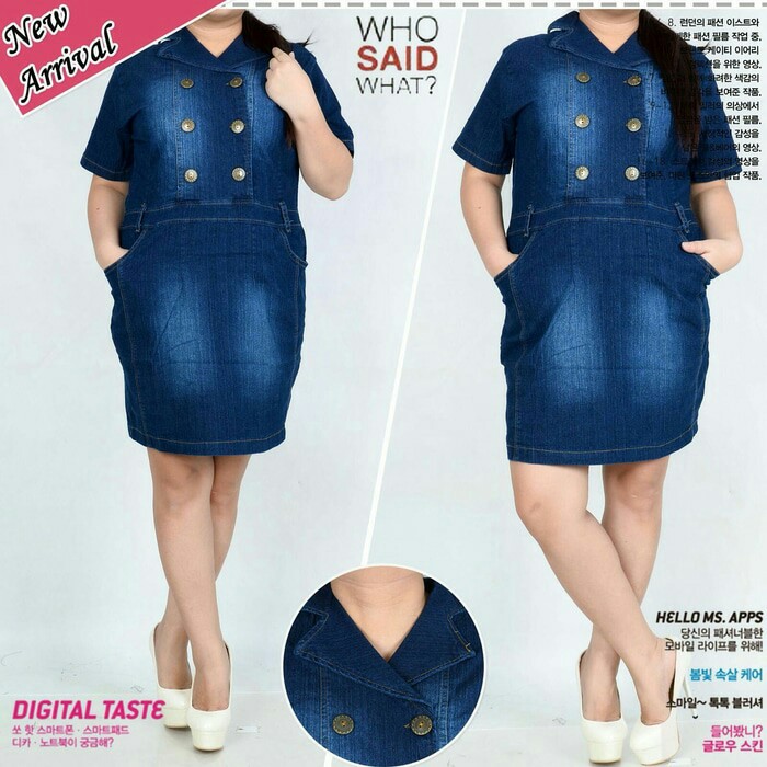 SB Collection Midi Dress Rafitaa Jeans Shortdress Jumbo Wanita