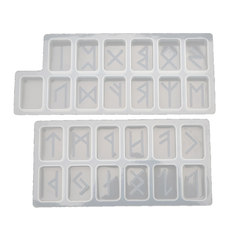 SIY  Rune Stones Wicca Crystals Mold with Engraved Elder Futhark Alphabet Viking Rune Hand Resin Casting Mold Kit Witchcraft