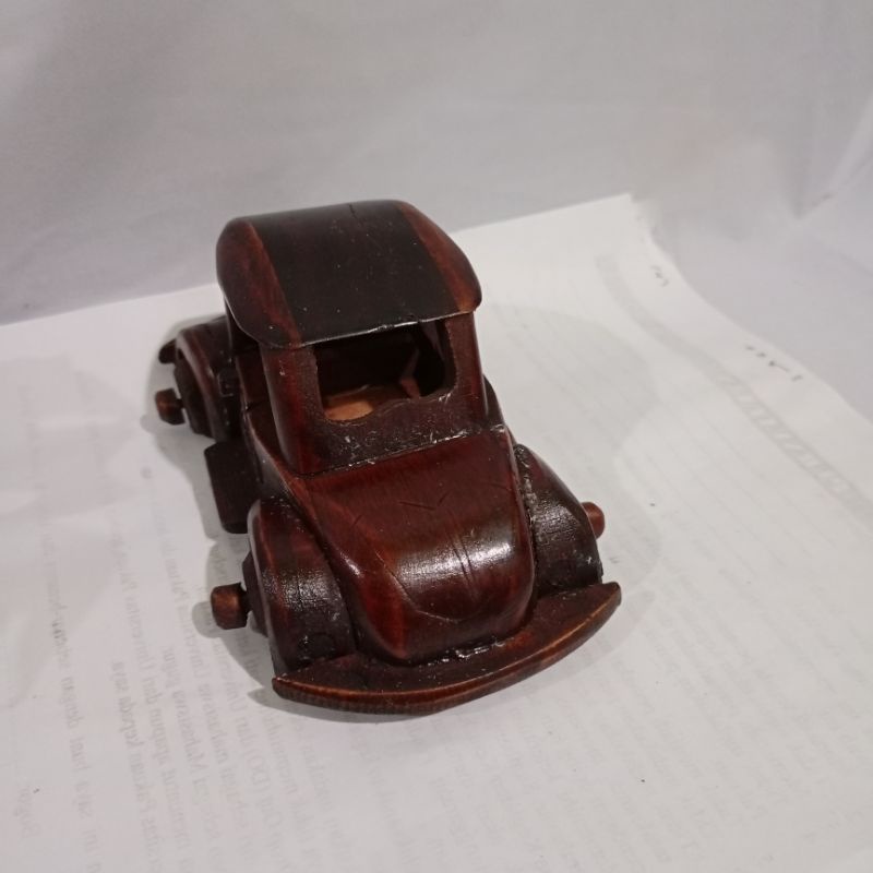 Miniatur Mobil Kayu Sono Hitam VW Kodok Ukuran Mini Panjang 14 cm
