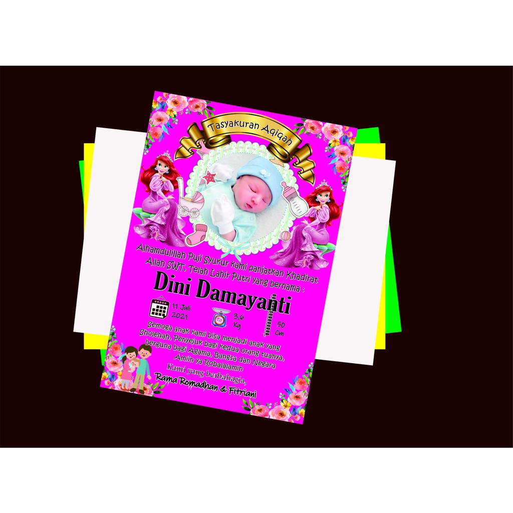 Stiker Tasyakuran Aqiqah / Kartu Tasyakuran Aqiqah / Kartu Stiker Aqiqah Bayi/ Lebel Nama Bayi/Nama 