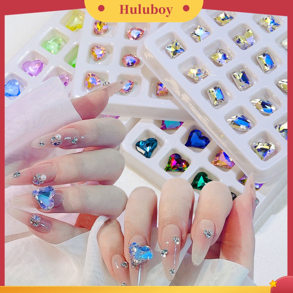 Huluboy Huluboy♡ 20pcs Ornamen Kuku 3D Bentuk Hati Bahan Plastik Tahan Pudar Untuk Dekorasi Nail Art