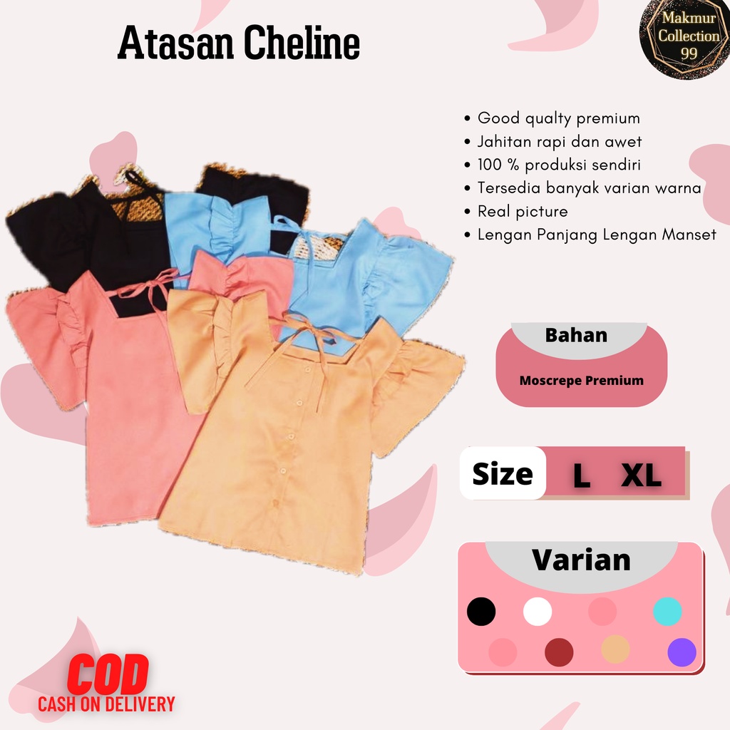 Atasan Kemeja Wanita Casual Terbaru Import Atasan Cheline Lengan Pendek Ukuran Jumbo Model kekinian Matt Moscrepe Good Quality