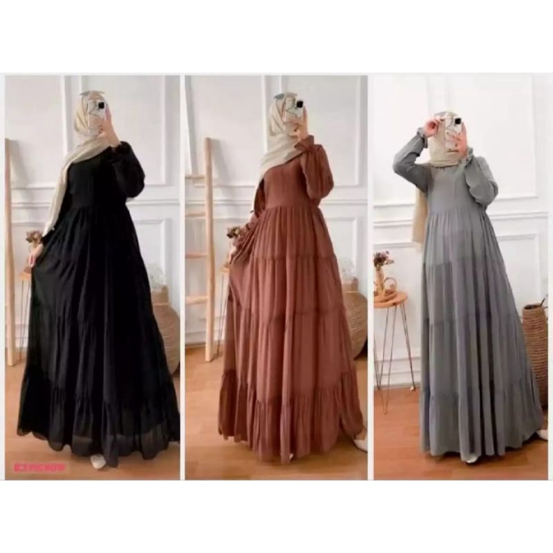 RUFFLE DRESS MAXI TERBARU/ GAMIS CERUTY FULL PURING/ GAMIS POLOS REMPEL 3 SUSUN/ GAMIS SIMPLE &amp; ELEGAN/ PREMIUM MOTIF KEKINIAN