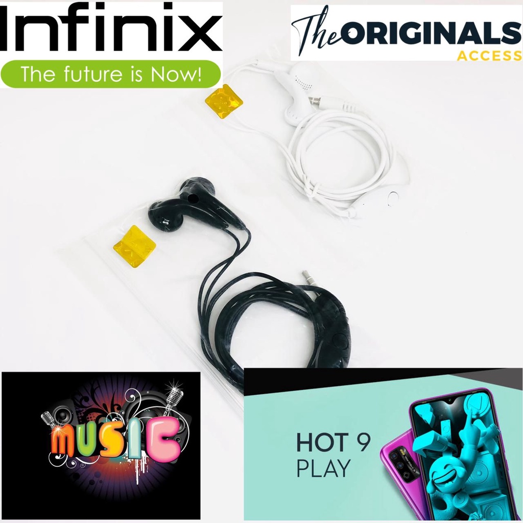 Headset Infinix Original Mega Bass Jack 3.5mm EARPHONE INFINIX HOT 10 PLAY SULTAN