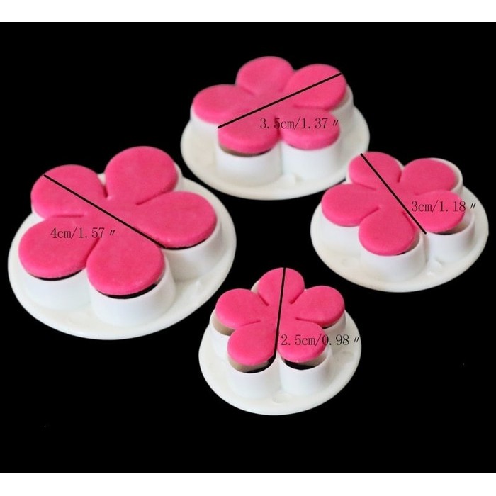 Fondant Plunger Cutter  - Cetakan Fondant Rose Petal (4pcs)