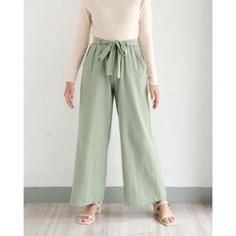 Highwaist Pants Kulot Linen Angel Celana Panjang Wanita Kekinian Outfit Kekinian Terbaru