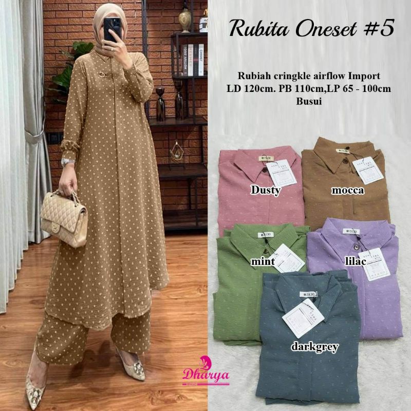 RUBITA ONESET 5, SET CANTIK ORIGINAL DHARYA, BAHAN CRINCLE AIRFLOW, BUSUI