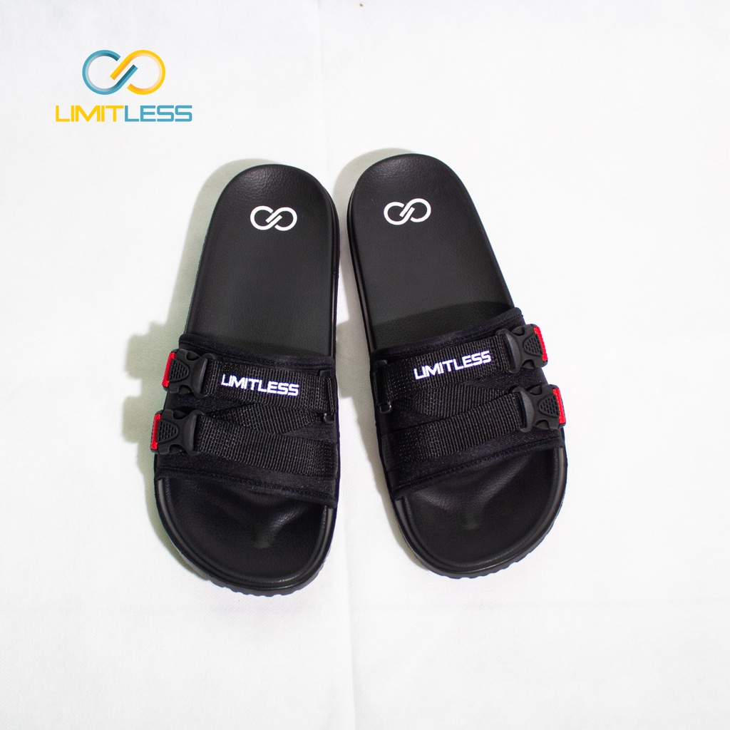 Sandal Pria Distro Limitless Sendal Cowok Dewasa Slide Sandal Selop Pria Distro Slip On Hitam