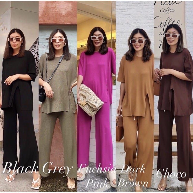 Sale Set Nana Set Knit Nagita (Top + Pants) knit set V neck set  Nagita Import Setelan Nagita Slavin