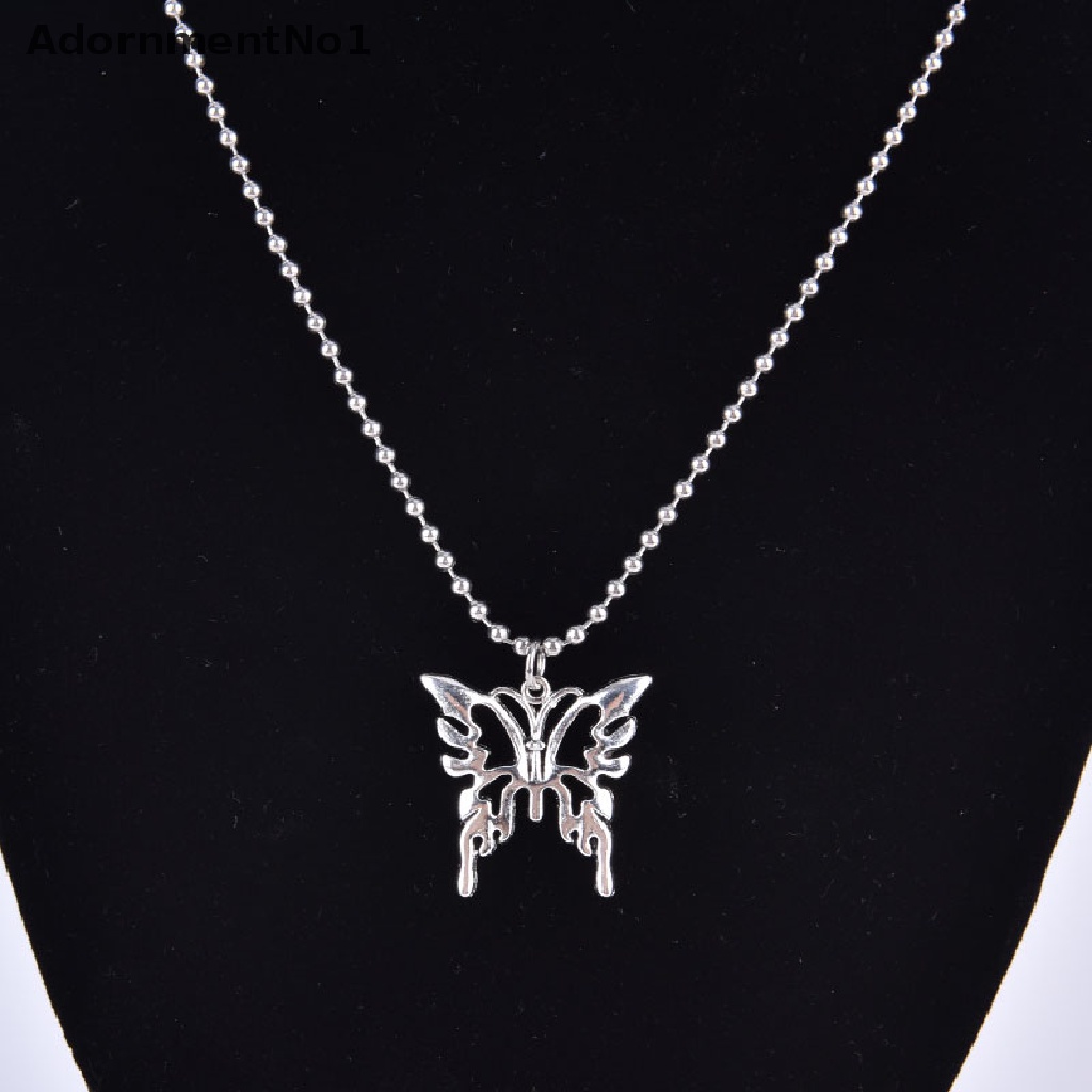 (AdornmentNo1) Kalung Rantai Dengan Liontin Kupu-Kupu Sexy Bahan Stainless Steel Gaya Gothic Untuk Wanita