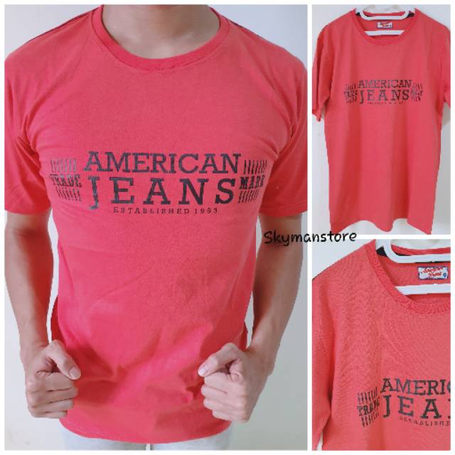 Skymanstore Kaos Pria American Jeans original Branded Premium Quality | Kaos original | Kaos T-Shirt