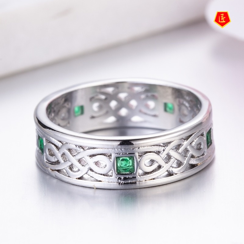 [Ready Stock]925 Silver Simple Personality Emerald Ring