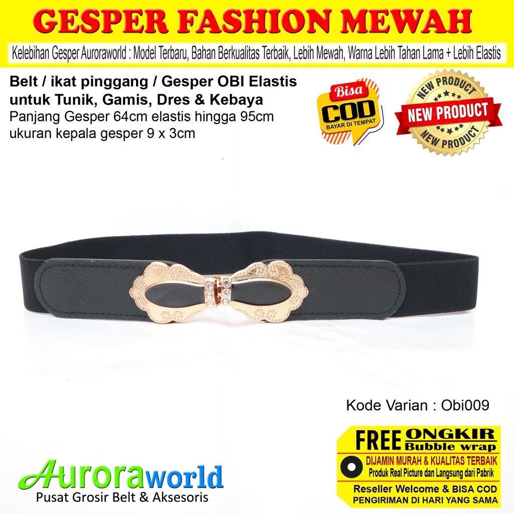 AURORAWORLD Belt OBI Gesper ikat Pinggang wanita elastis Sabuk Mewah Korea untuk Dress Tunik Gaun Terbaru bisa COD